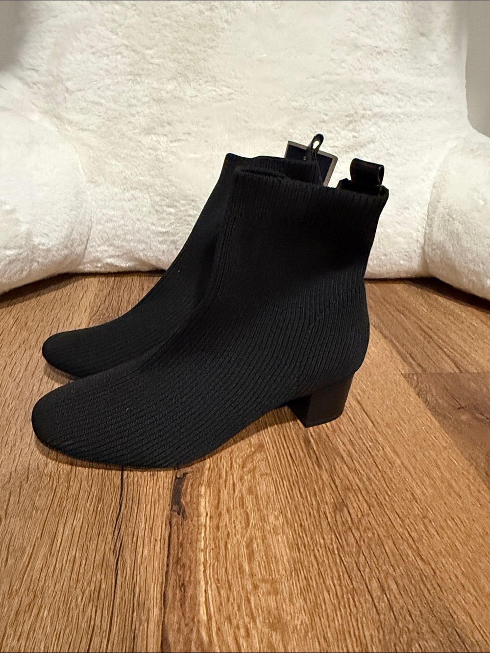 Charles & Keith Black Knit Sock Ankle Boots